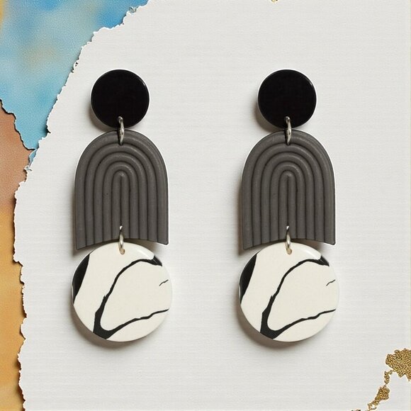 🆕Boho Chic Handmade Clay Resin Earrings S925 Sterling Silver Hypoallergenic - Picture 1 of 11